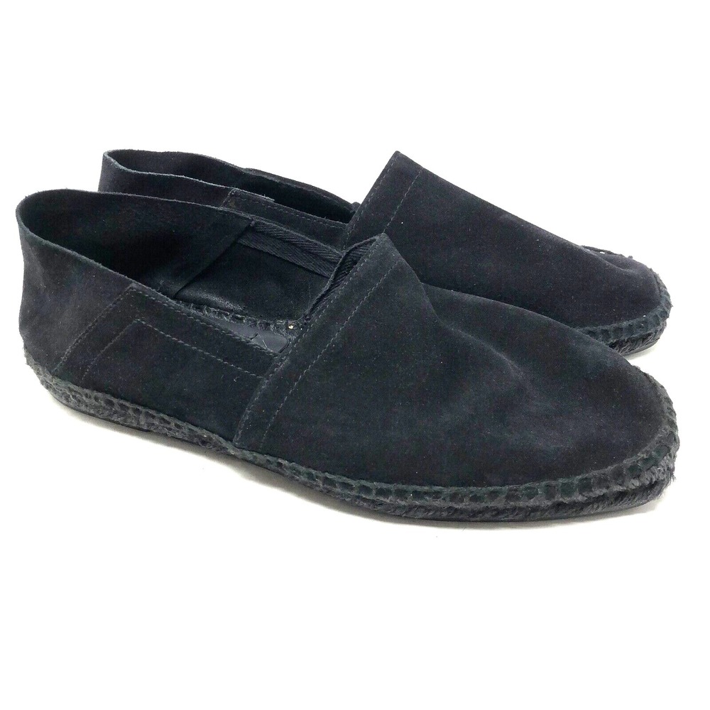 Tom Ford Barnes Espadrille Shoes‎ Mens 7 Black Suede Collapsible Heel Natural